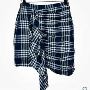 Zara Woman Ruffle cascade side checkered Plaid skirt Size S